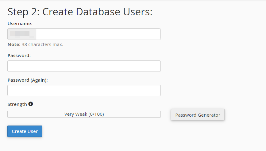 creating a database user