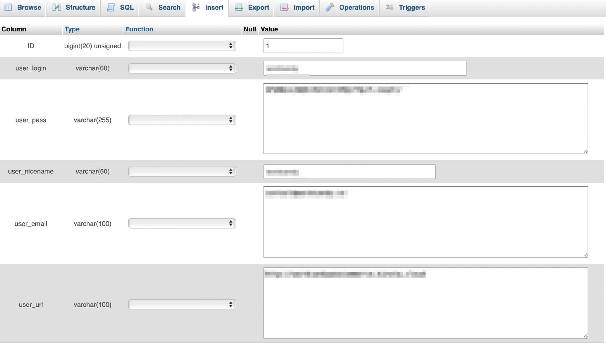 editing a user's password
