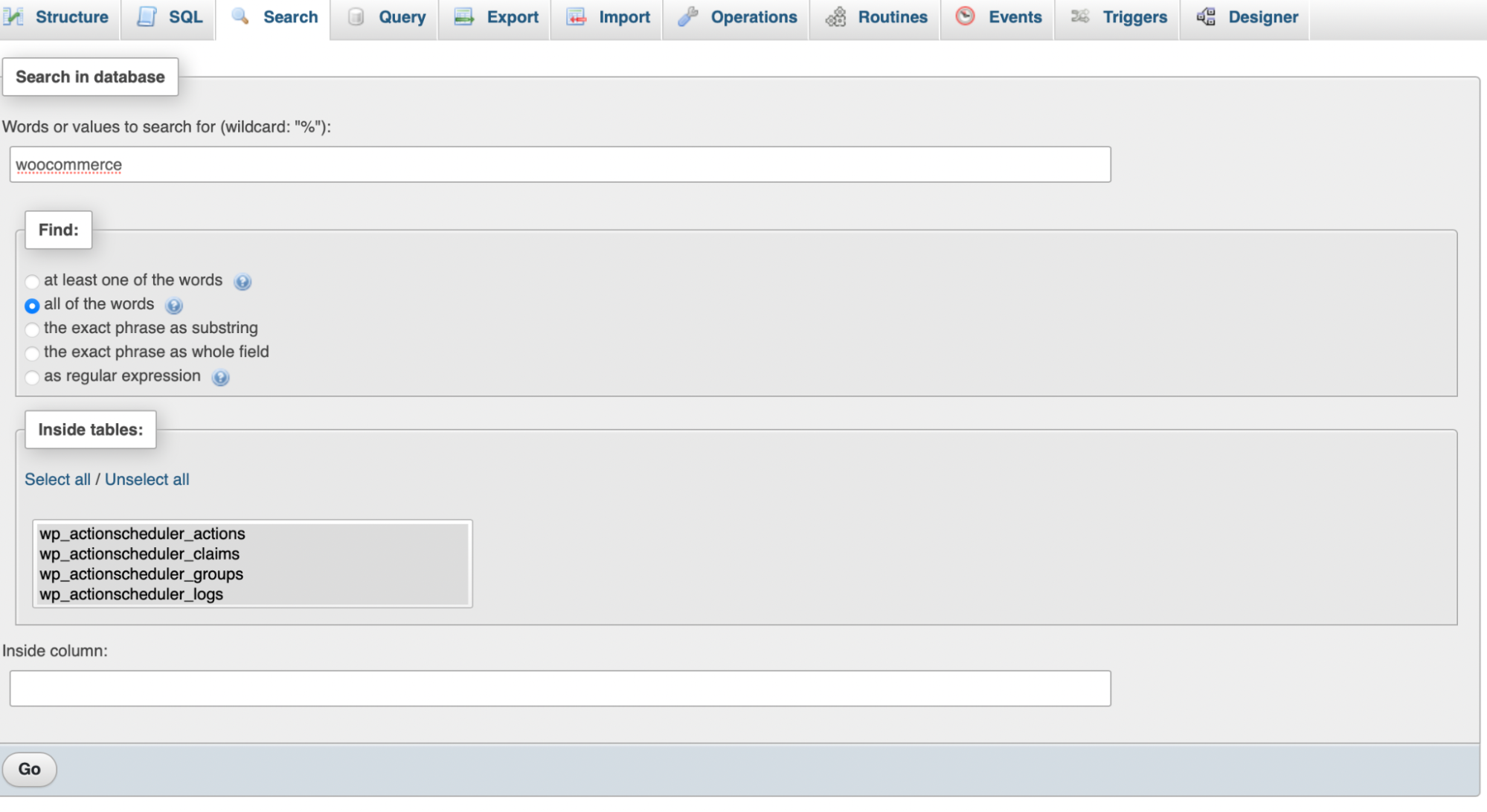 choosing search settings