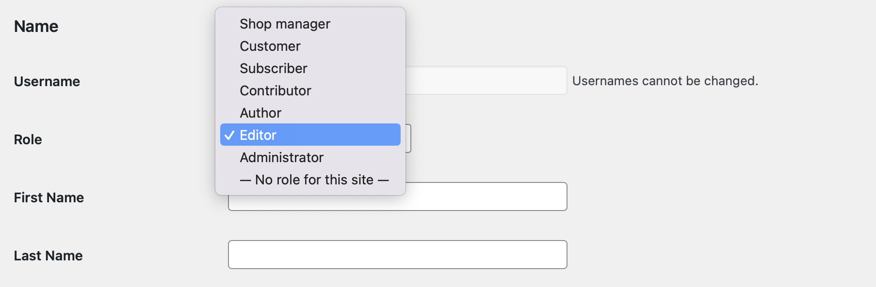 editing user permissions