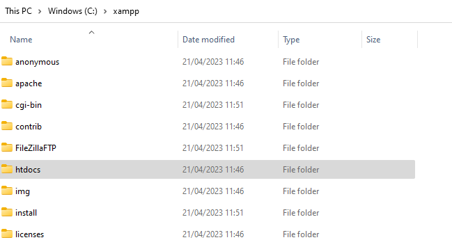 finding the htdocs folder