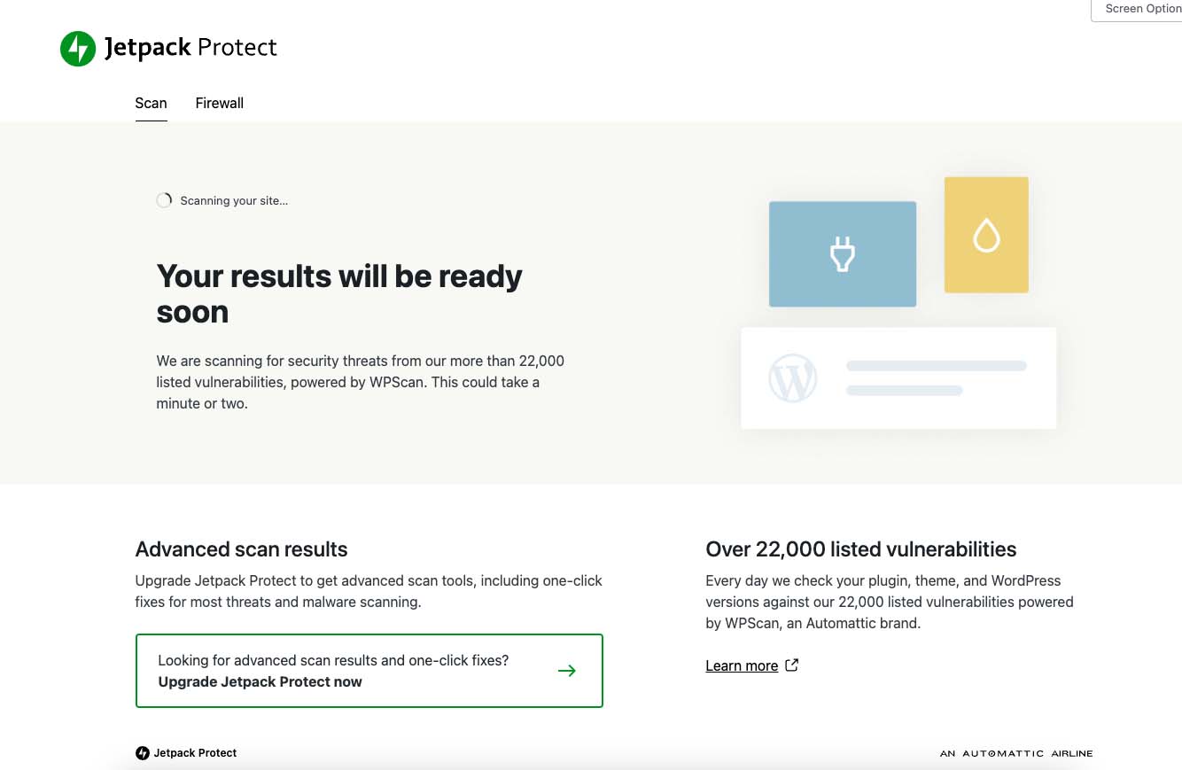 Jetpack Protect - Your results will be ready soon.