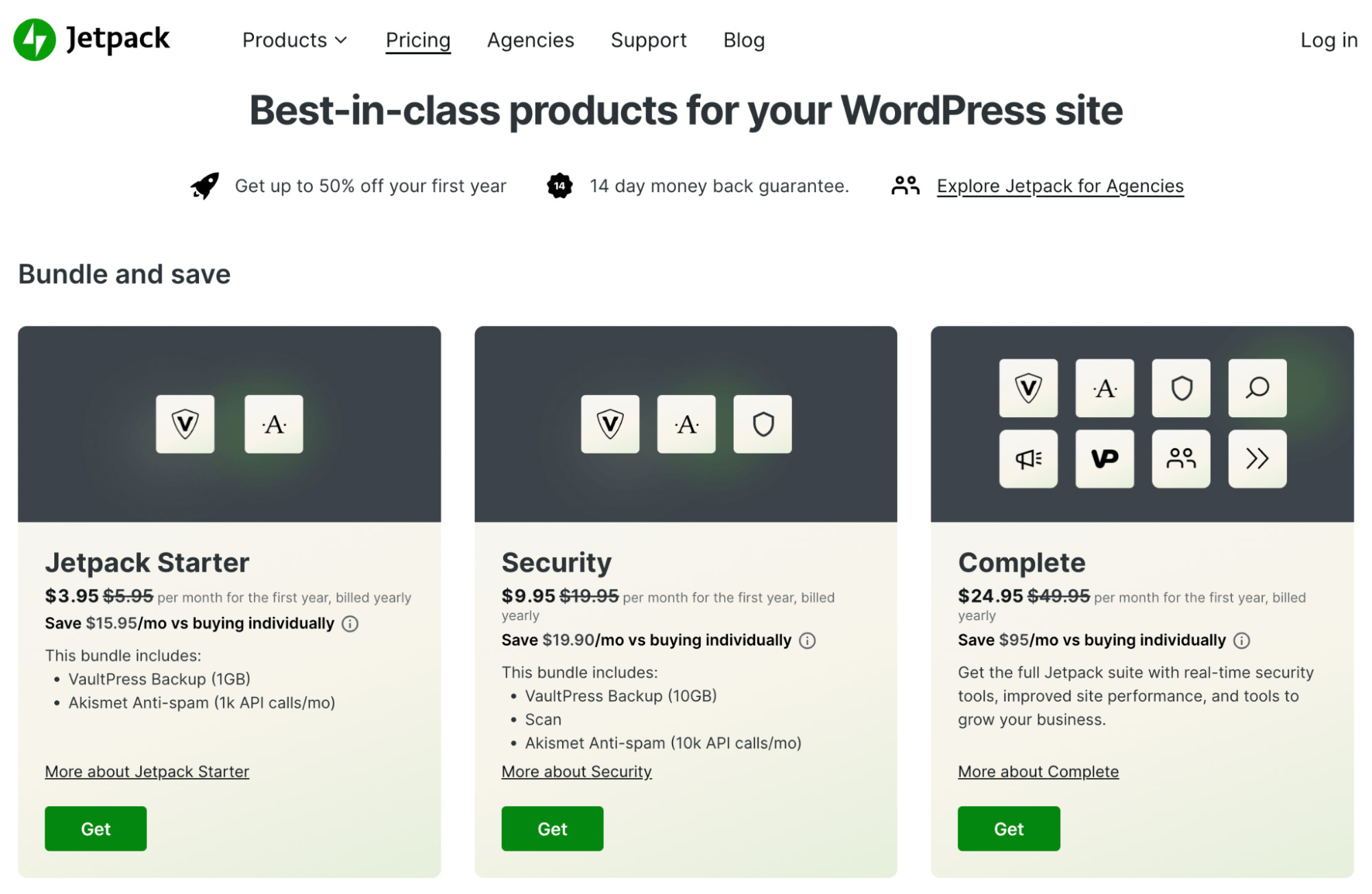 Pricing tiers for off-site backups using Jetpack Vaultpress.