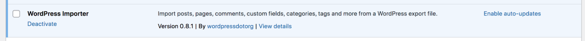 options to deactivate a plugin
