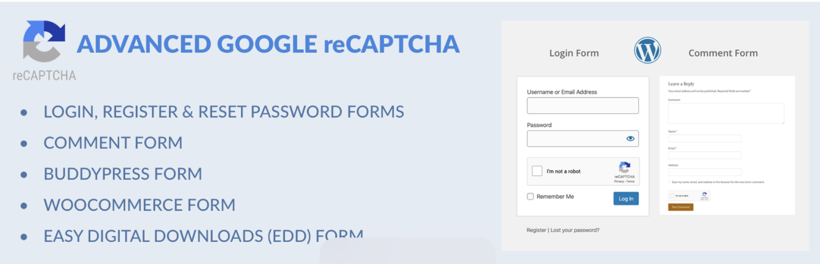 Advanced Google reCAPTCHA plugin page