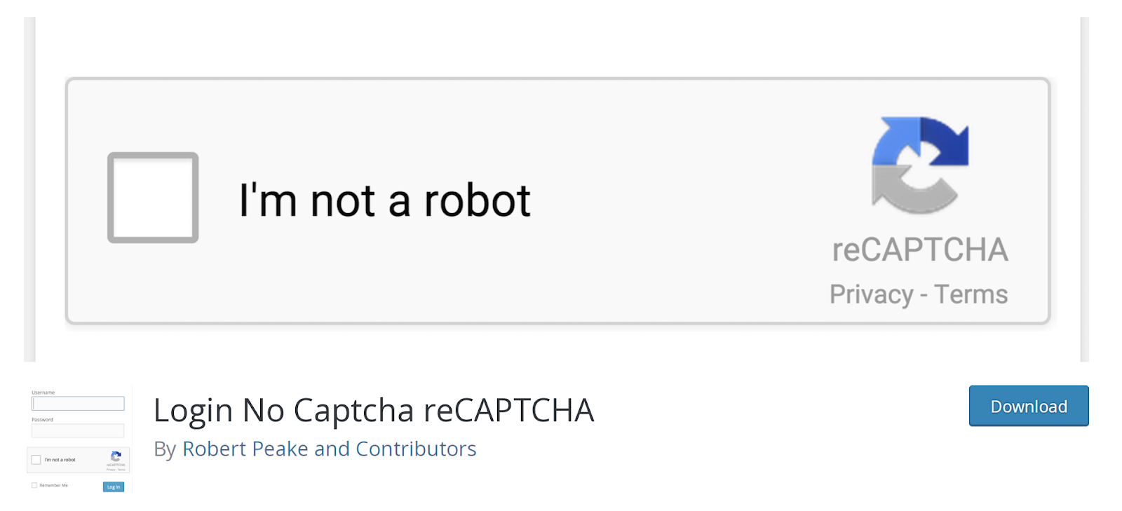 Login No Captcha reCAPTCHA plugin pageg