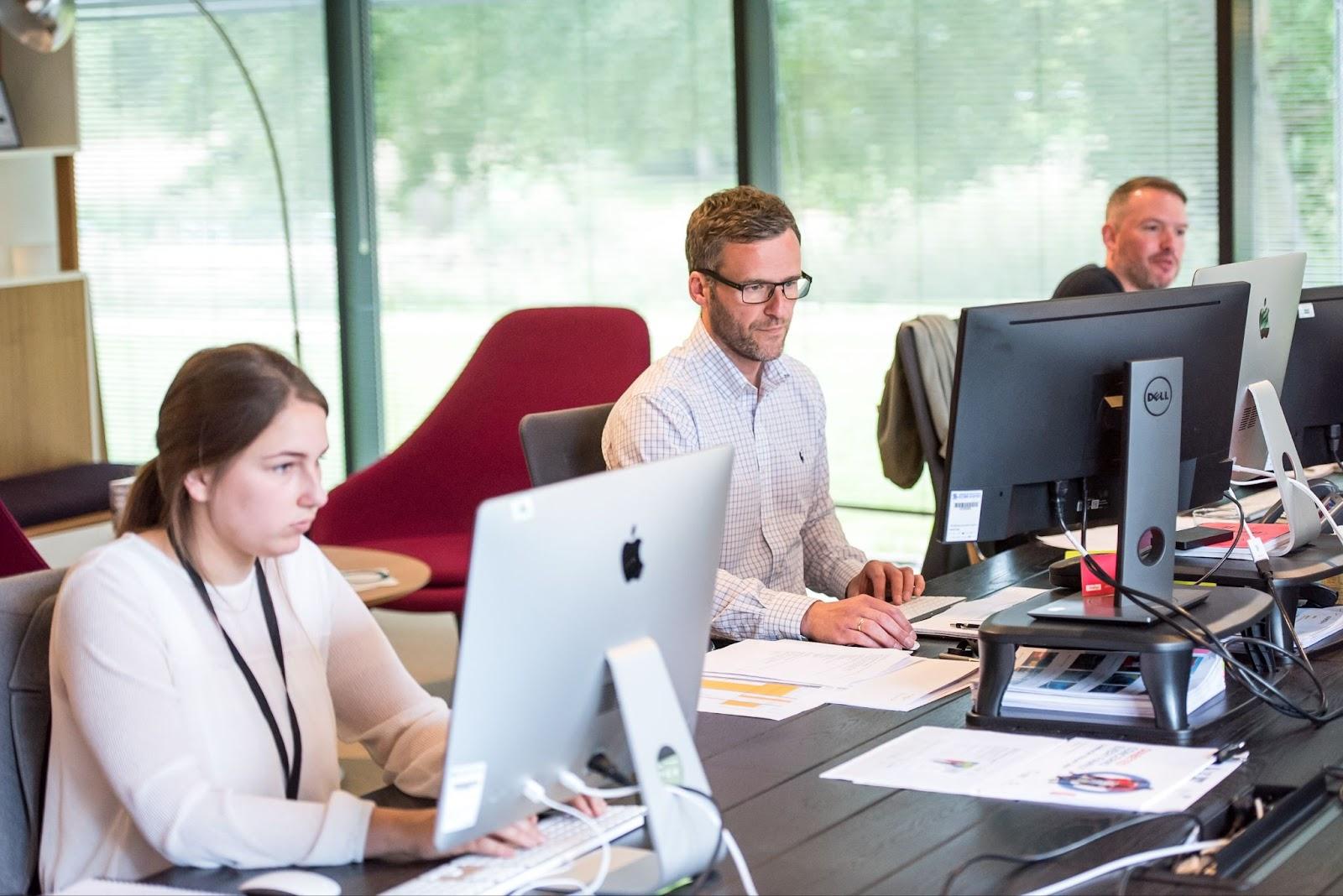 Customer Support team working in an office