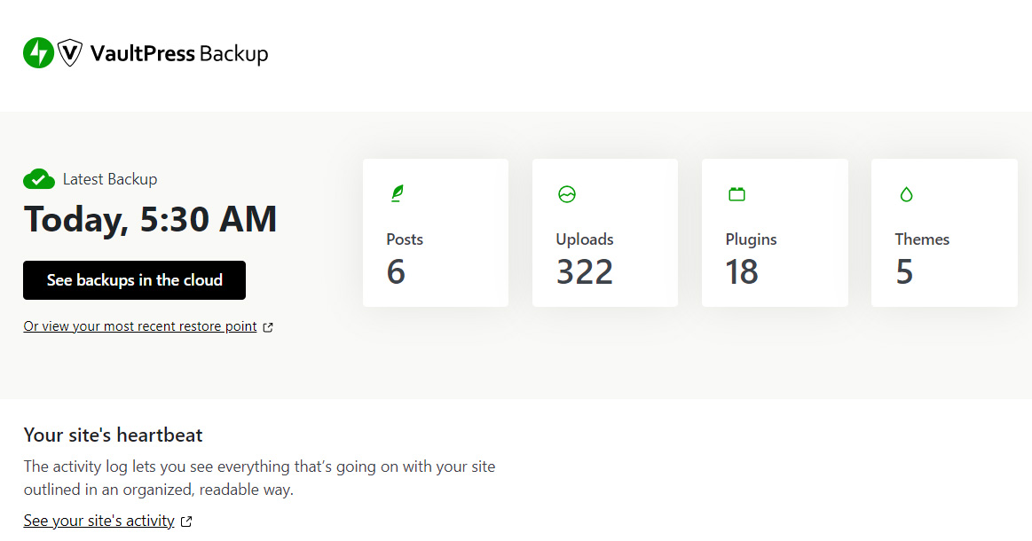 You can view the latest backup within your WordPress dashboard.