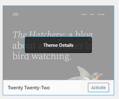location a theme in WordPress
