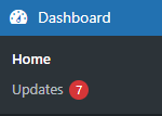 updates available in the WordPress dashboard