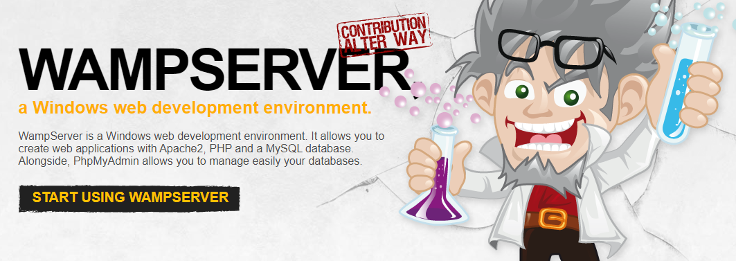 WAMP homepage with information about the tool