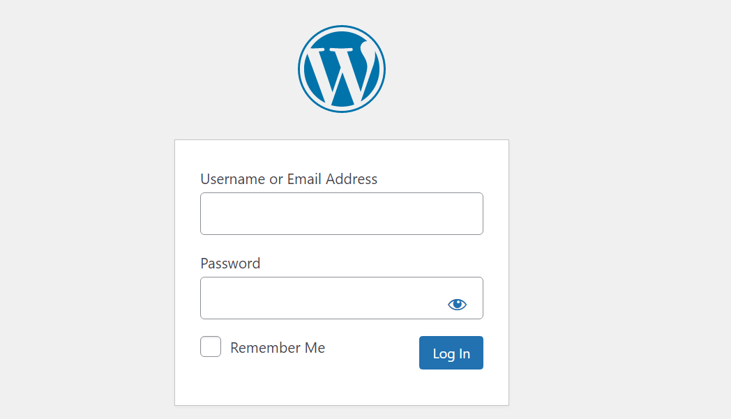 Página de acceso al sitio de WordPress