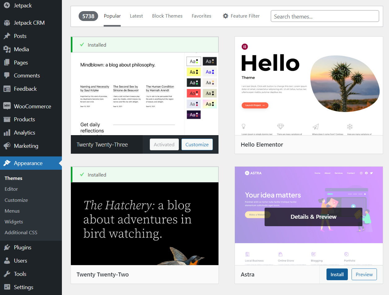 activating a new theme
