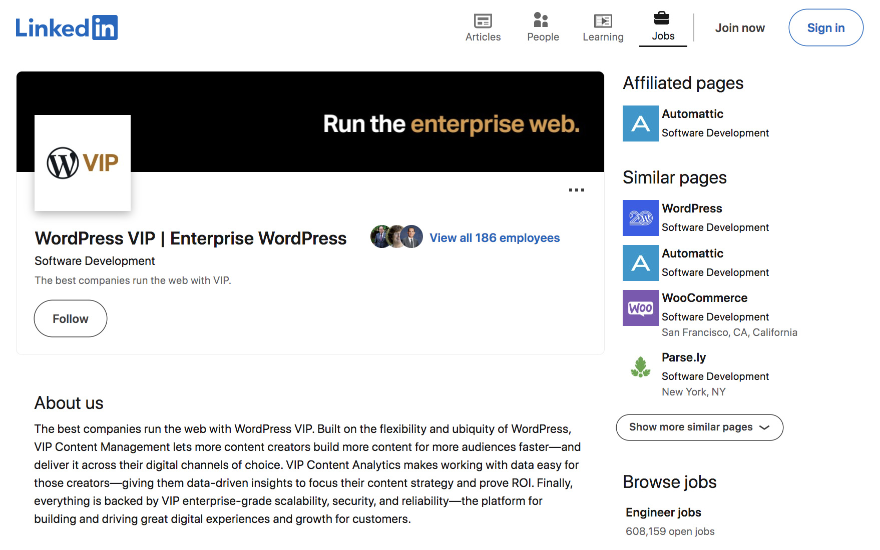 WordPress VIP on LinkedIn - the leading professional networking platform