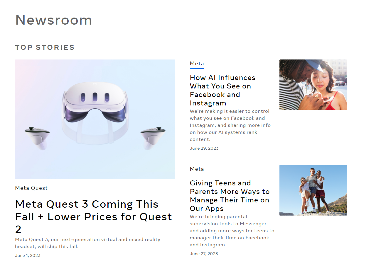 Meta news website