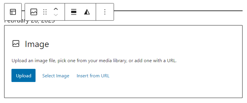 option to upload media in WordPress