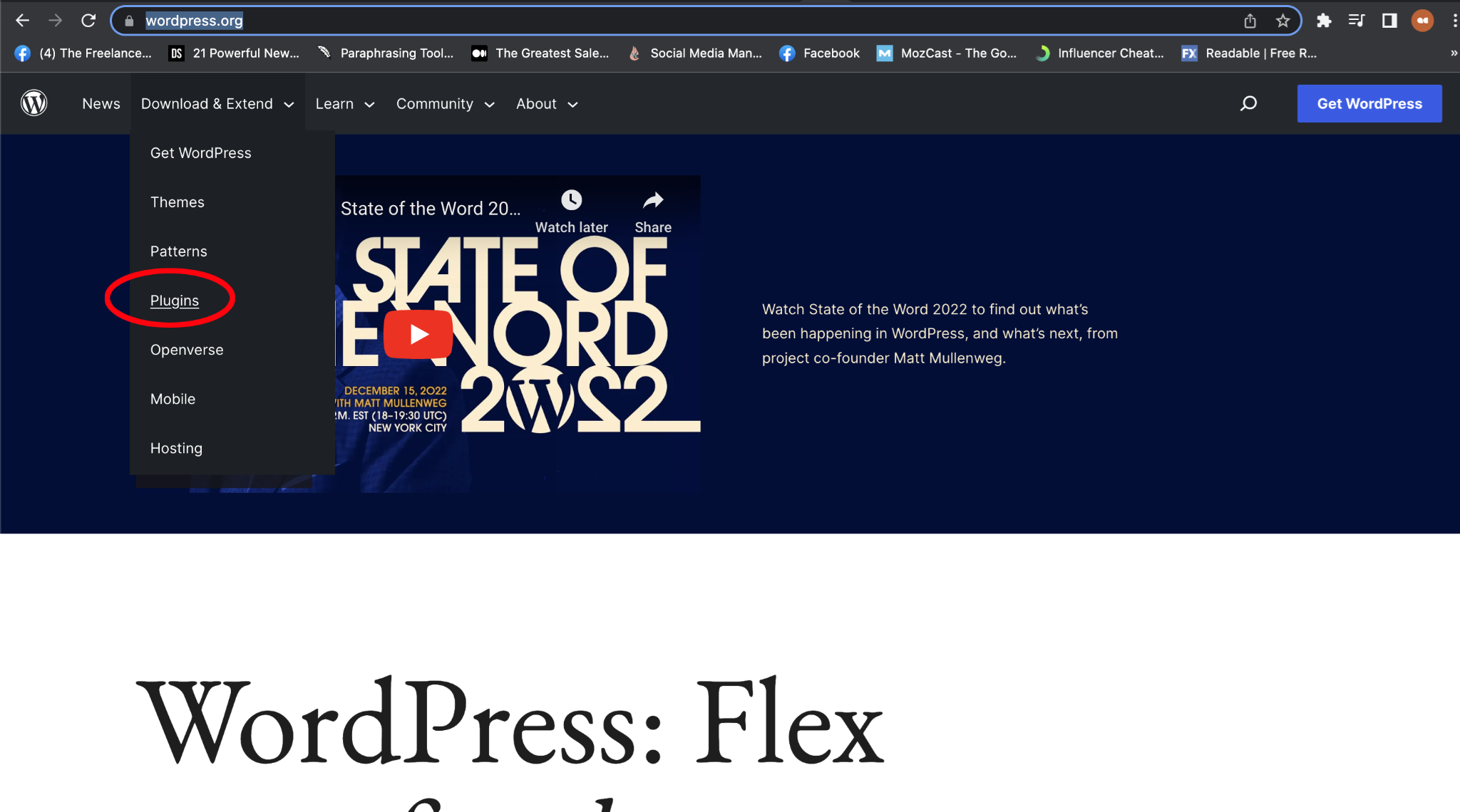 Hover your cursor over Download & Extend and then click on plugins.