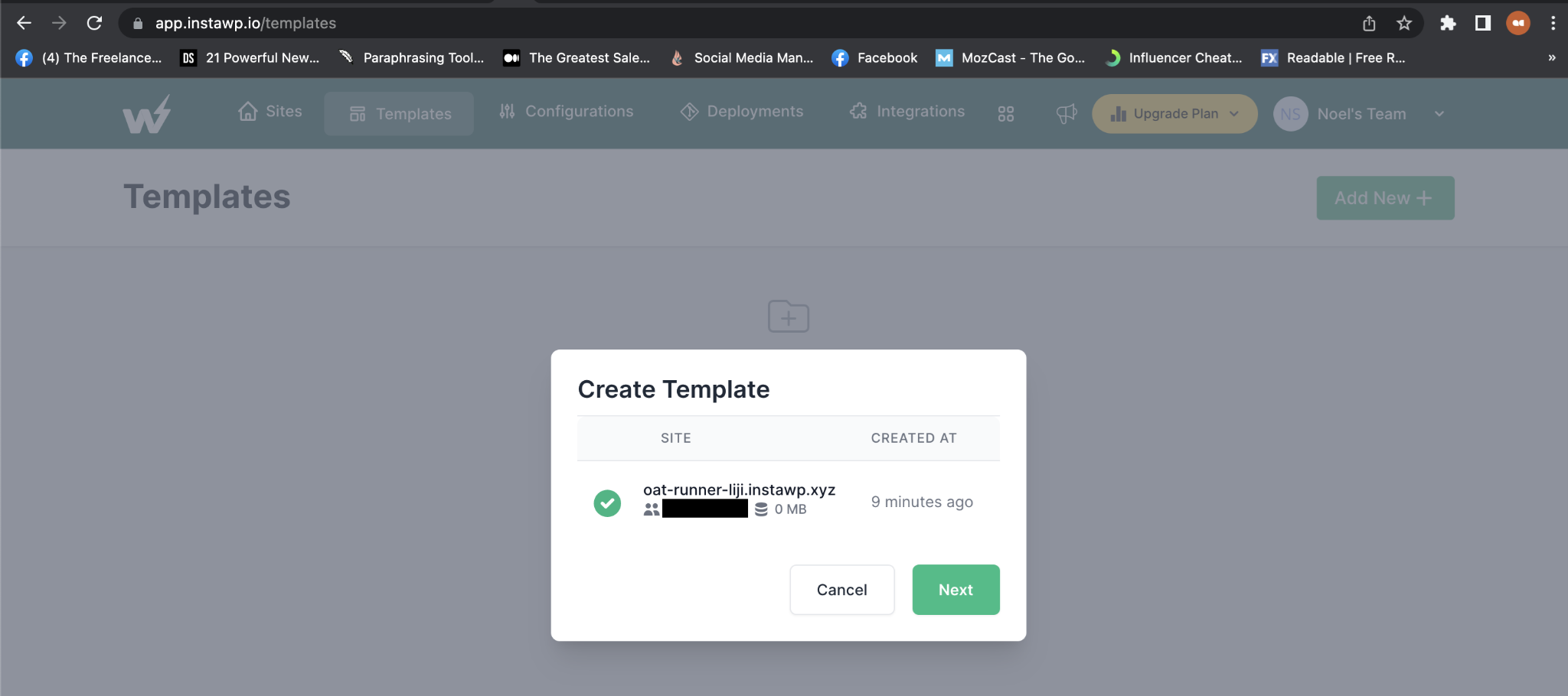 Click next on the popup.