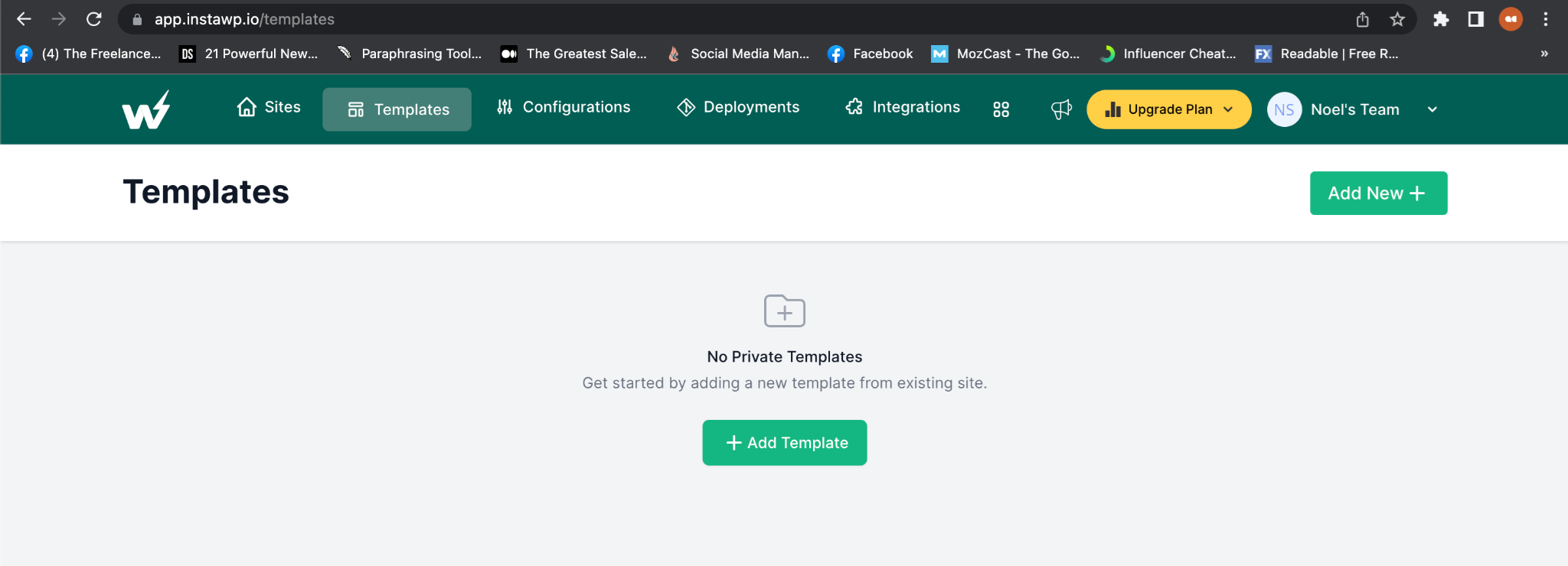 To create a template, click Add Template.