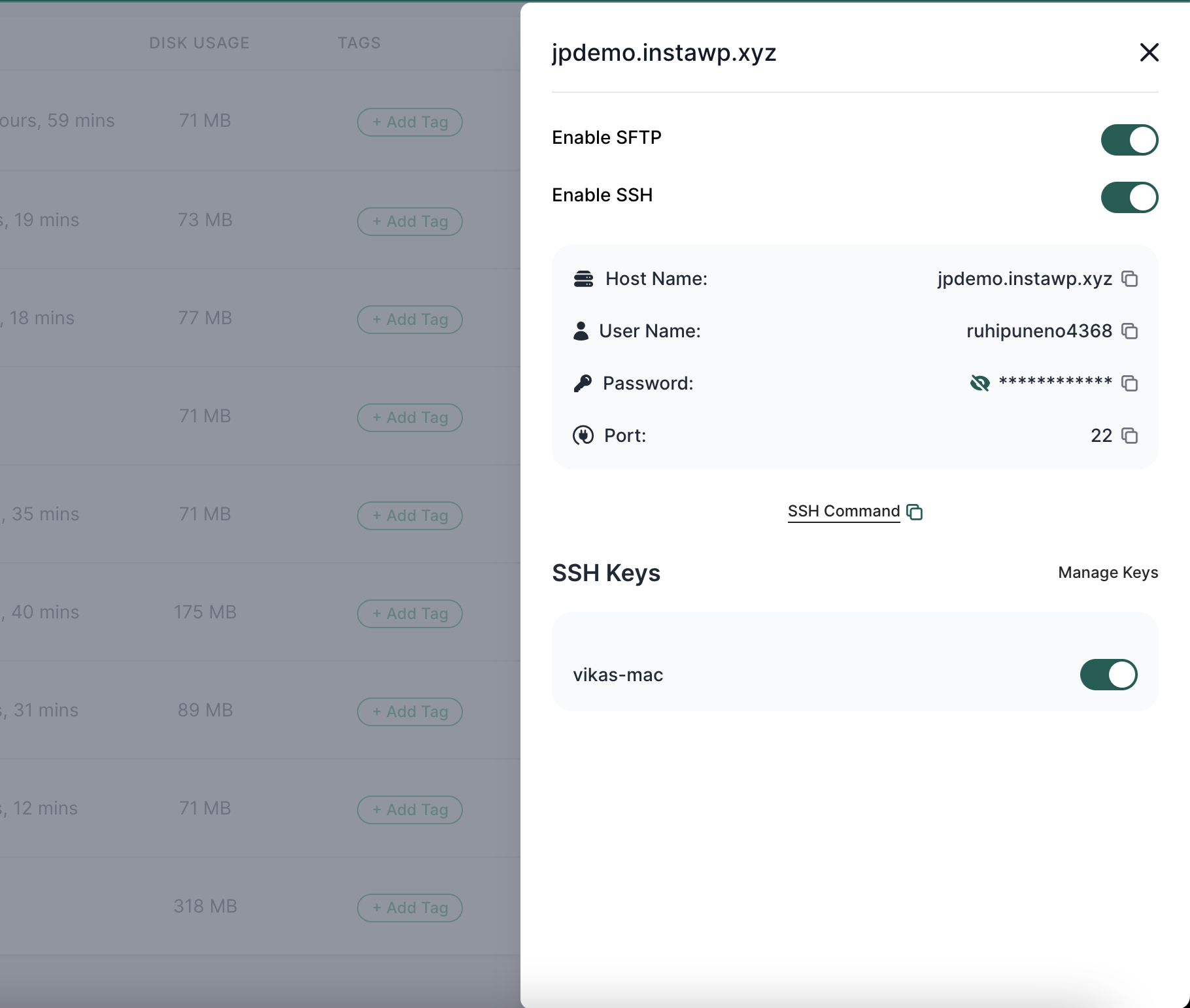 Enable SFTP and SSH to be able to use Jetpack CLI.