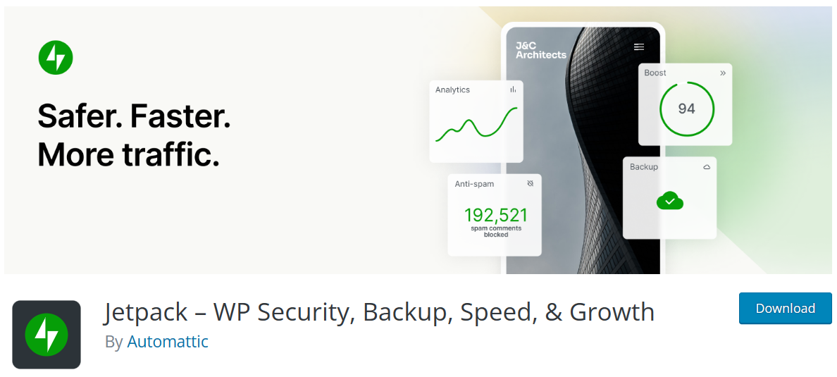 Top banner from the Jetpack plugin listing.