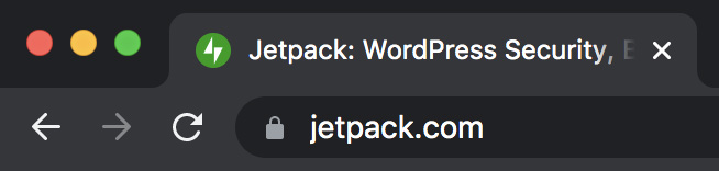 Padlock icon verifying SSL for jetpack.com with a secure connection.