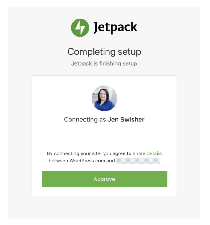 Approve to connect your site to an existing WordPress.com account or create a new one. 