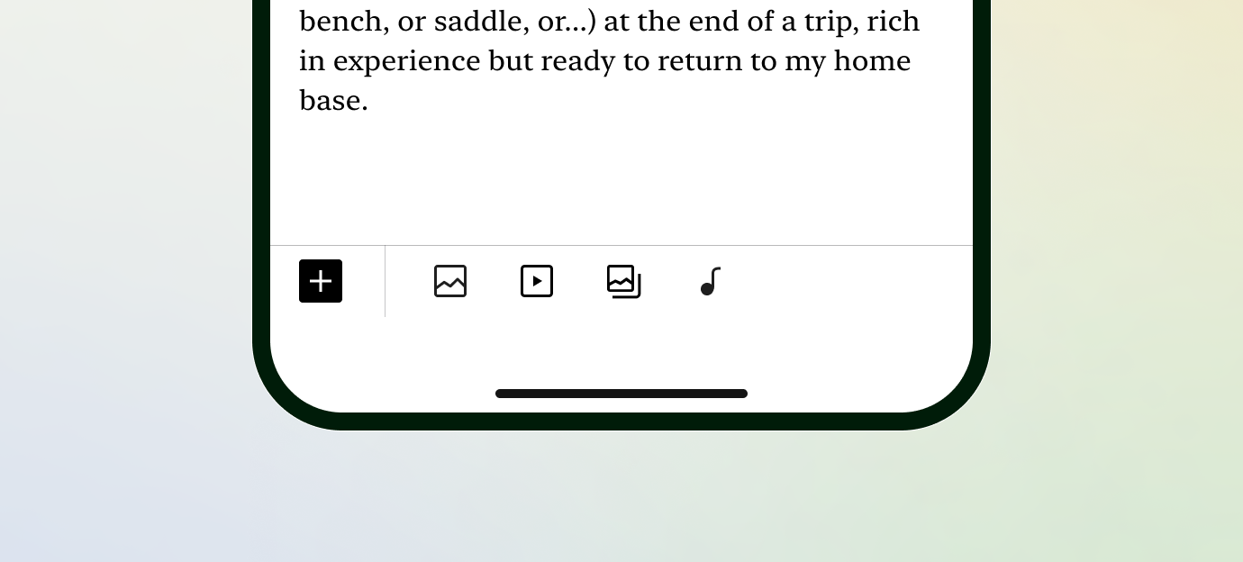 Next to the button to add blocks, icons to directly add popular media blocks are displayed.