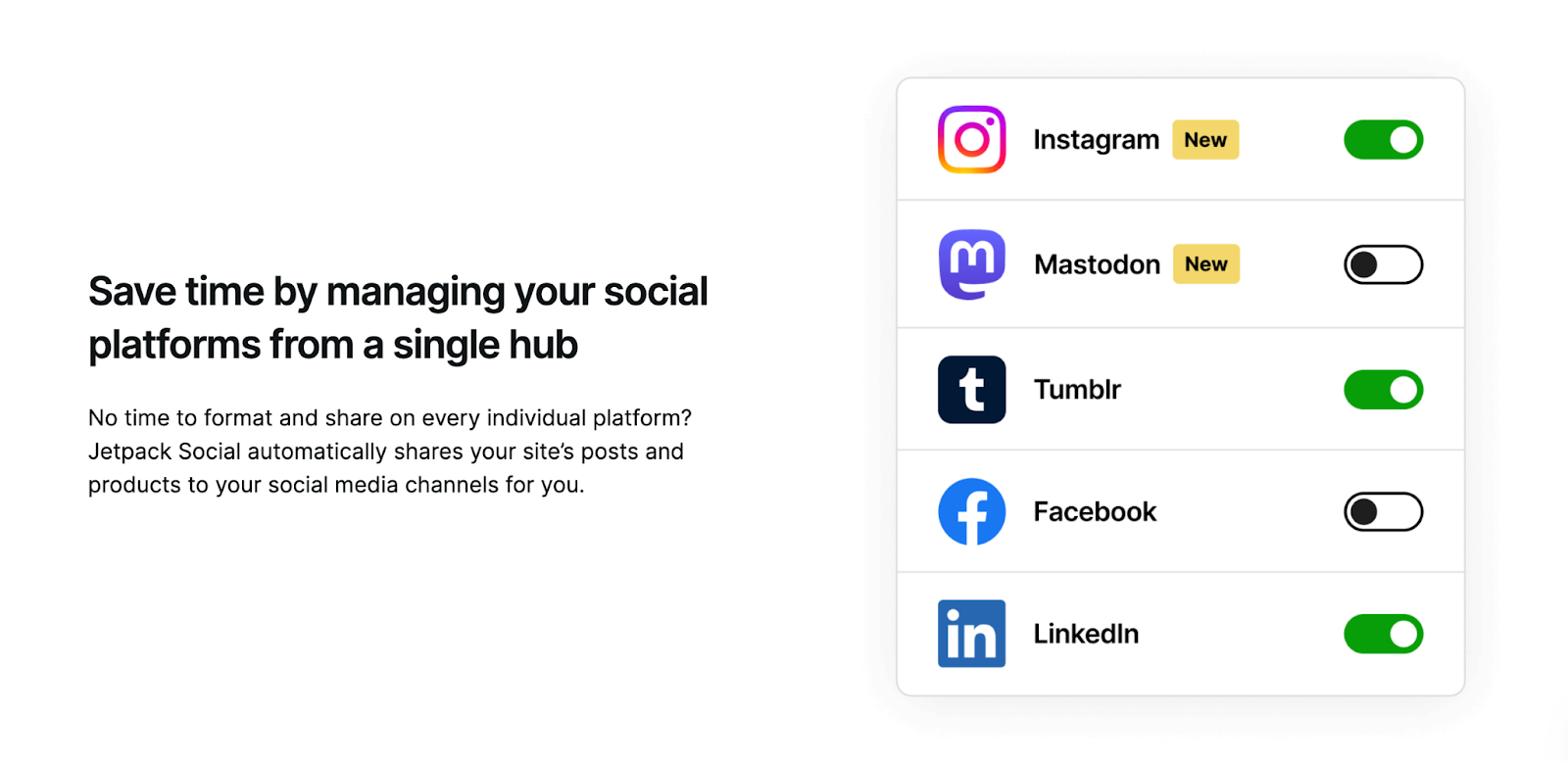 settings for Jetpack Social