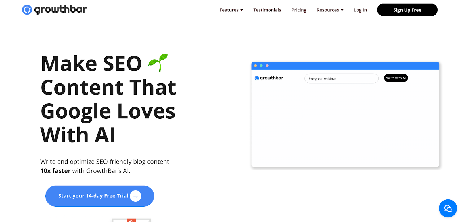 Growthbar homepage