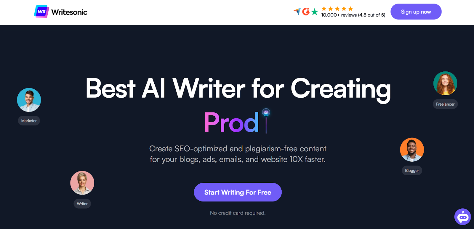 Writesonic homepage