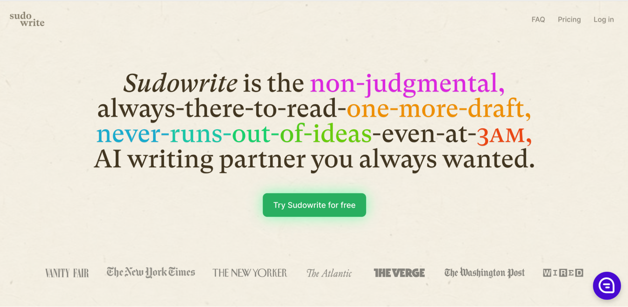 Sudowrite homepage