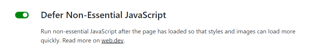 Another effective way to improve your WordPress site speed is to defer non-essential JavaScript. You can simply enable this setting in Jetpack Boost.