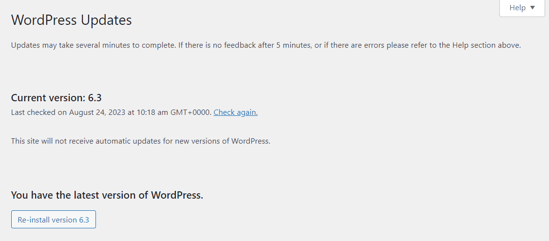 WordPress regularly releases updates that contain enhancements and bug fixes. Check your WordPress dashboard to see if there's a new version available, and if there is, update your site.