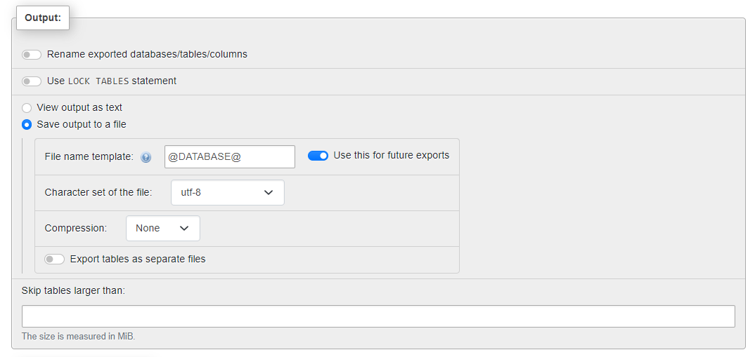 In the Output section, you will find the Save output to a file option. Make sure it's selected and  for Character set of file, choose utf-8.