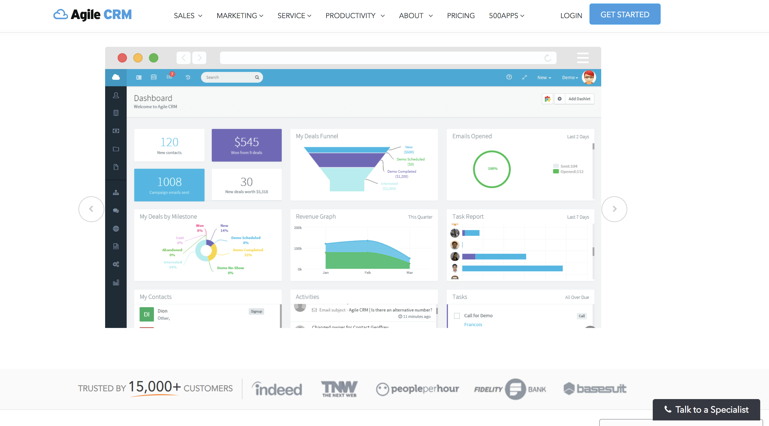 Agile CRM homepage