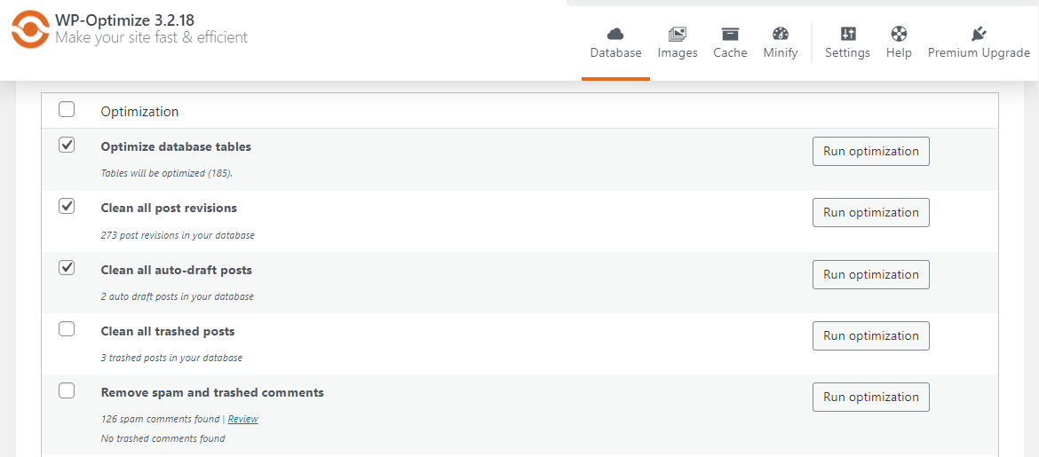 Use a plugin like WP-Optimize to clean up your WordPress database. Go to WP-Optimize  Database → Optimizations. Go to Optimize database tables → 'Run optimization'.