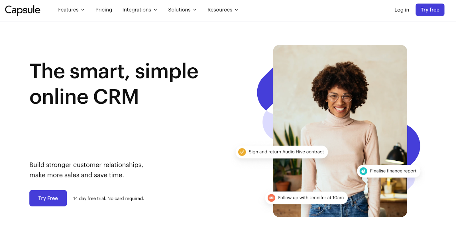 Capsule CRM homepage