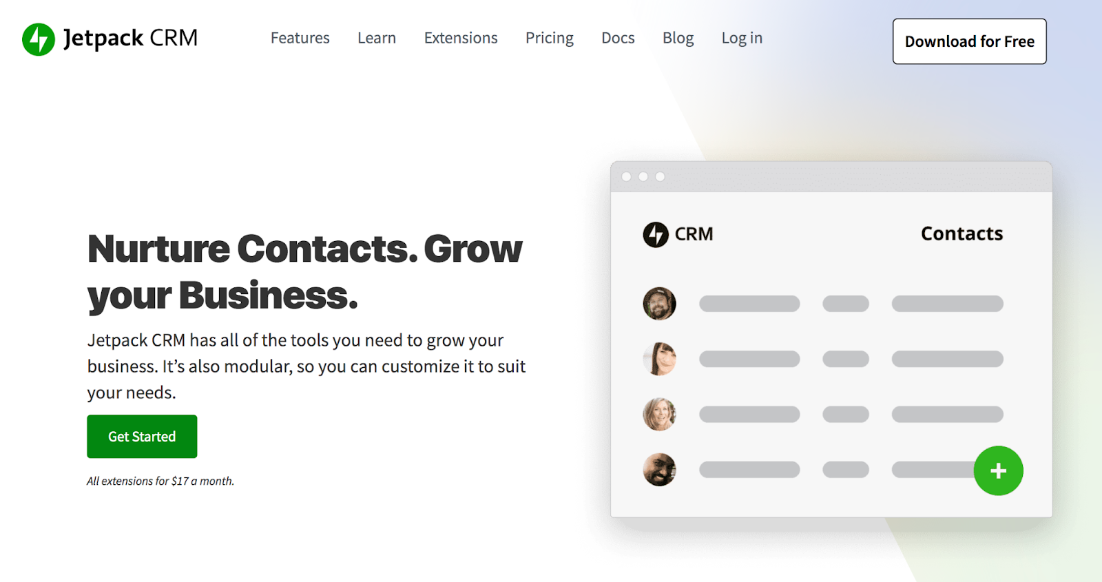 Jetpack CRM homepage