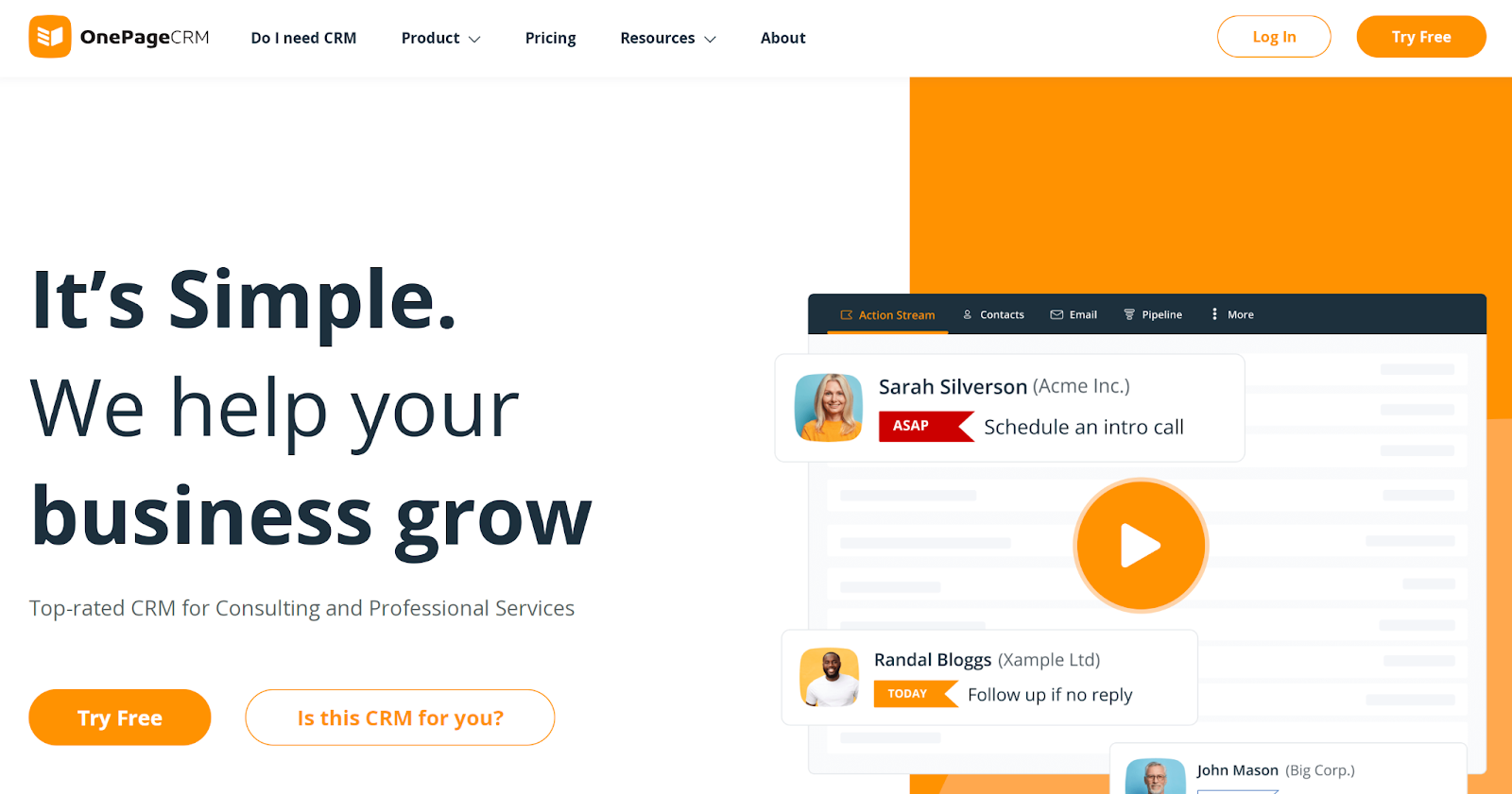 OnePageCRM homepage