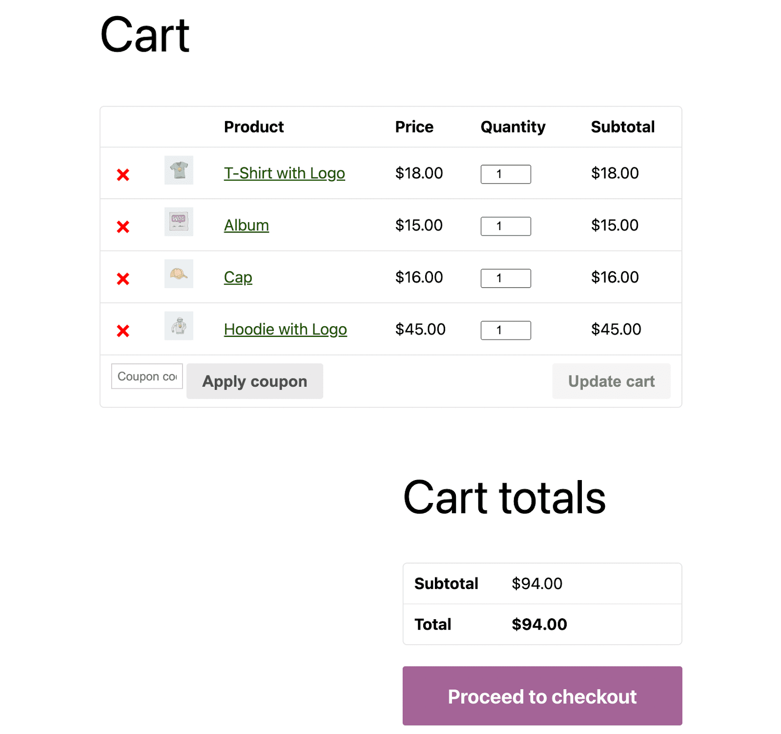 Editor de la página del carrito de WooCommerce