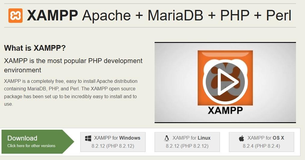 XAMPP Apache + MariaDB + PHP + Perl homepage