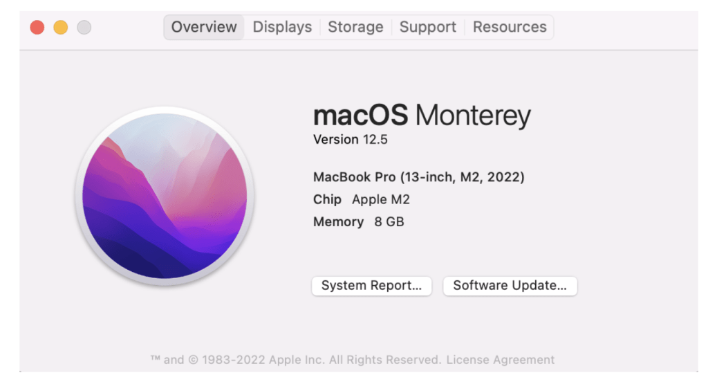 information about a Mac operating system