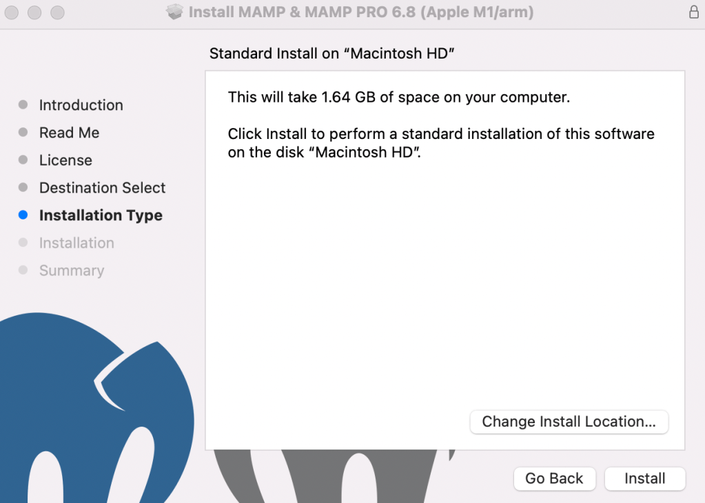 Installation Type tab