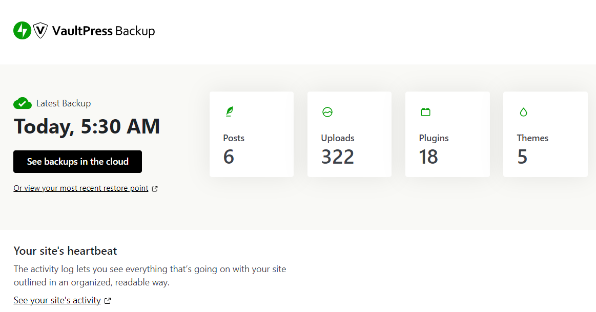 You can view the latest backup within your WordPress dashboard.