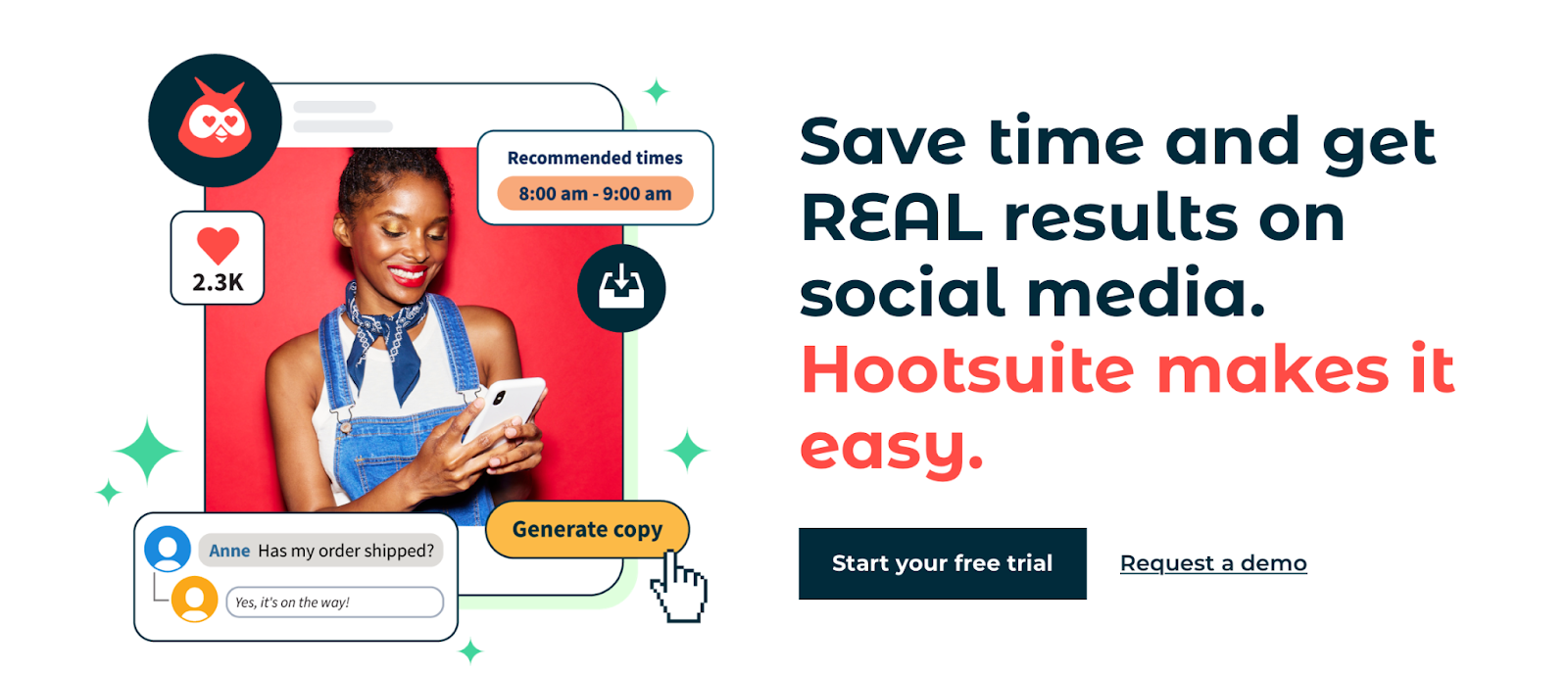 When you get started with Hootsuite, you'll gain access to a clean, stylish dashboard where you can write, publish, and schedule social media posts.