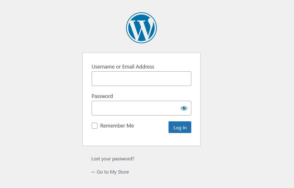 WordPress login screen