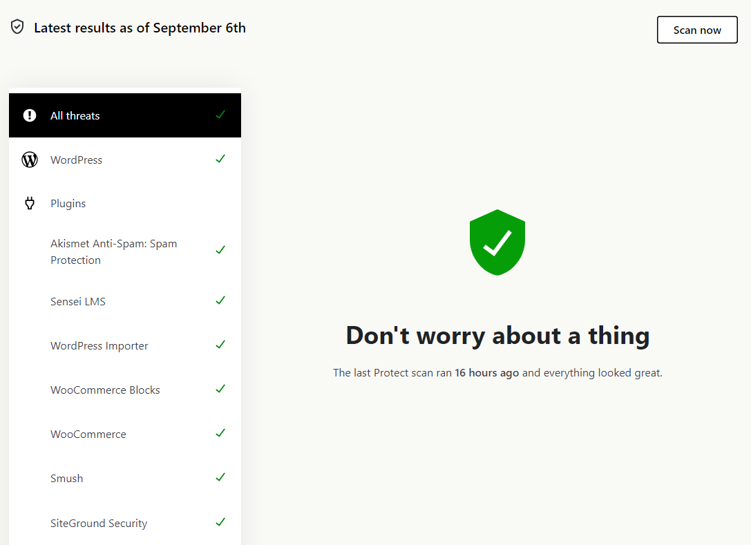 malware scan results in WordPress