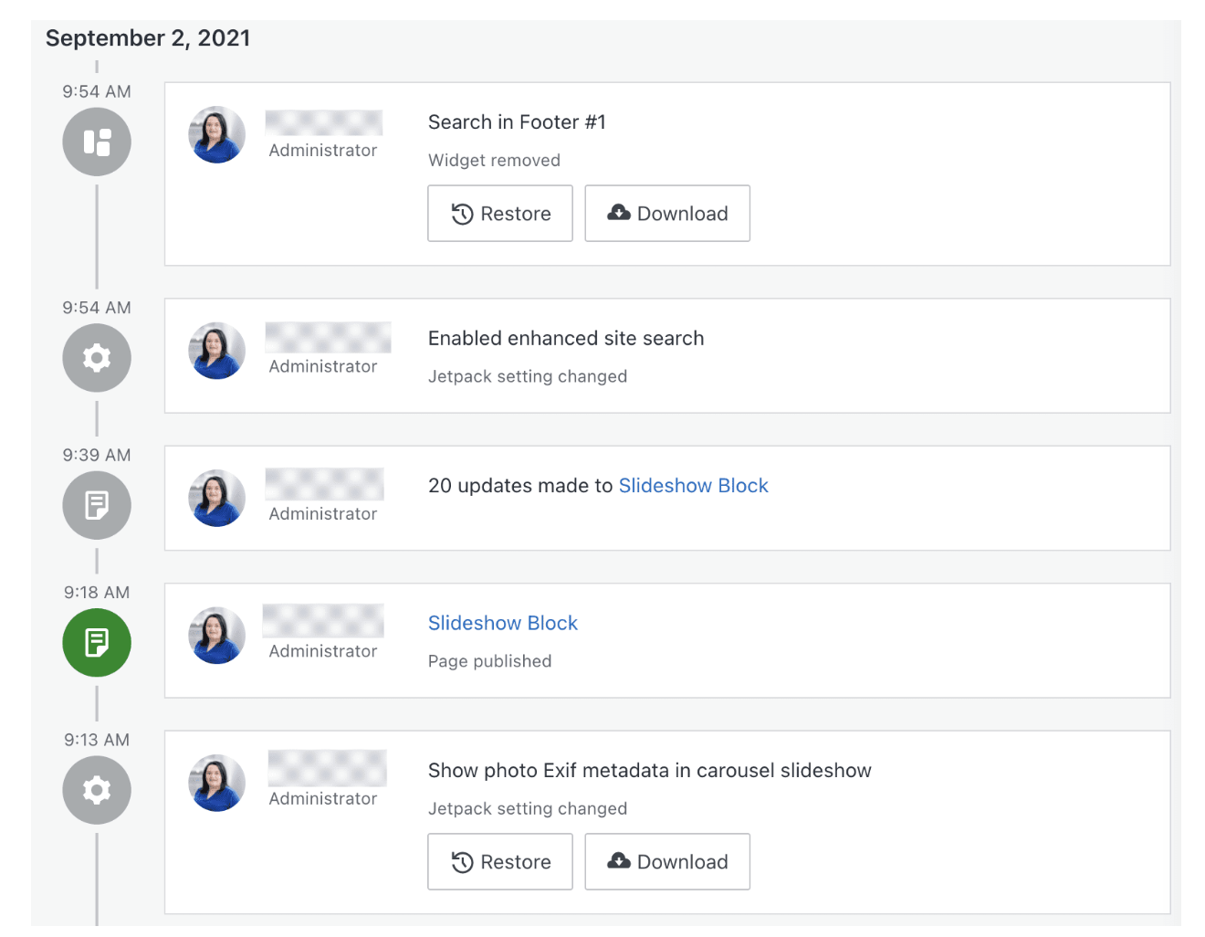 activity log in WordPress