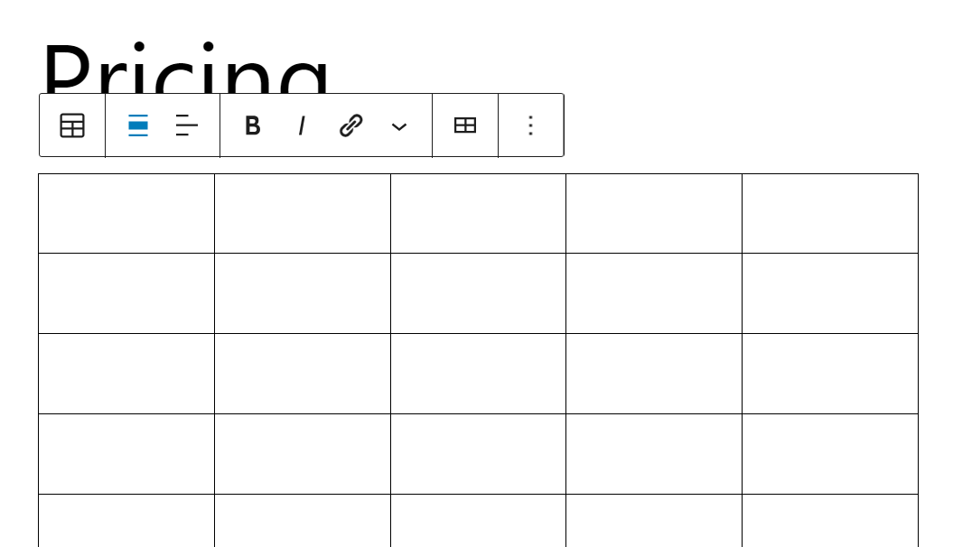empty table with cells